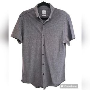 ZARA Men's Slim Fit Short-sleeve Button up Shirt Sz L